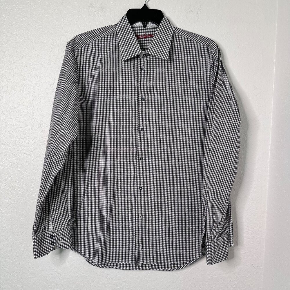 Robert Graham Mens‎ Black White Gingham Button-Up Shirt Skull Accents L/XL -NWOT